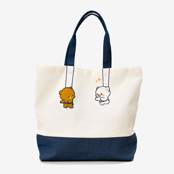 bebe Milky pile tote bag with chouchou